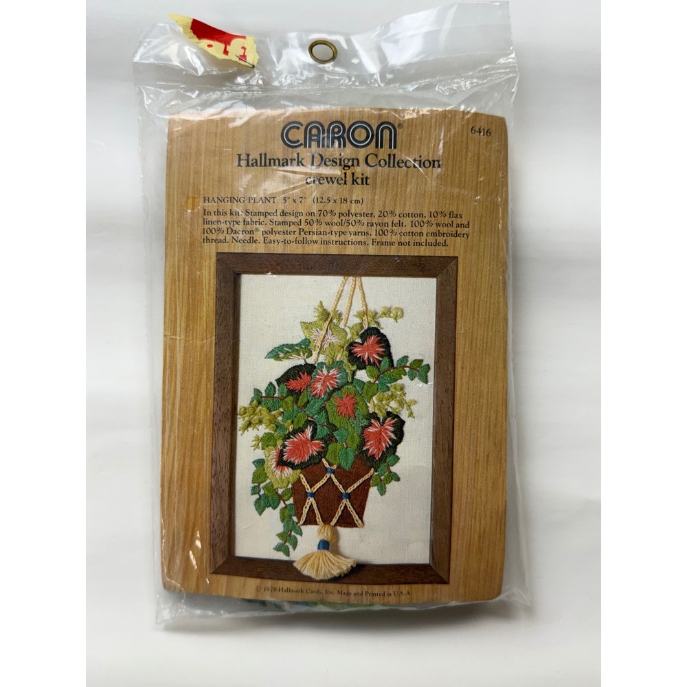 Vintage Caron Hallmark Design Crewel Kit Hanging Plant